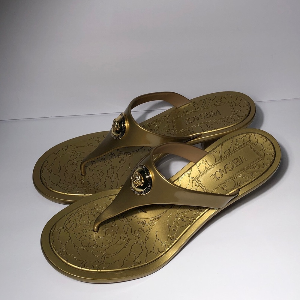 New Authentic Versace Gold Sandals size 40 - Picture 7 of 14